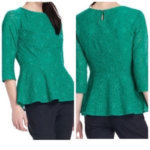 Anthropologie Green Lace Top Moulinette Soeurs